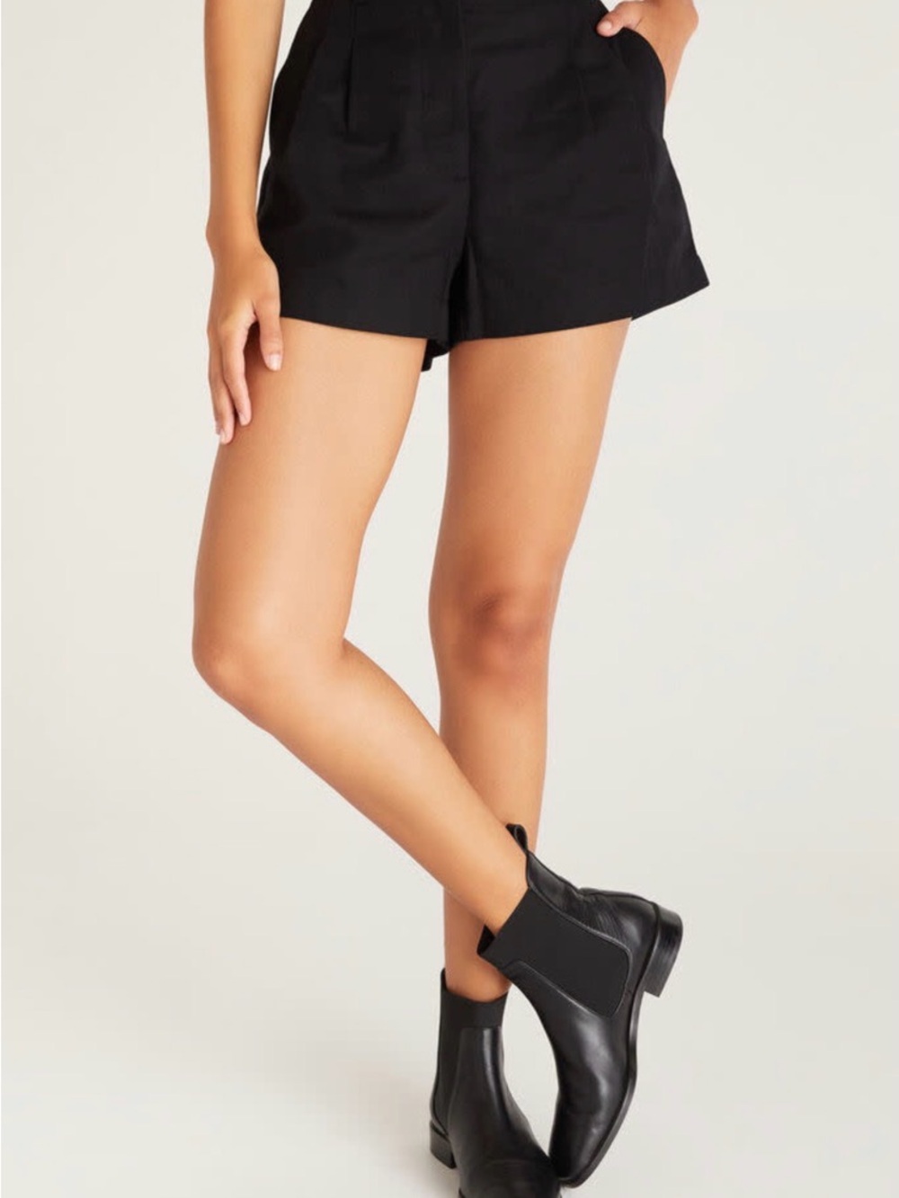 Z Supply Lucy Black High-Waist Tailored Shorts